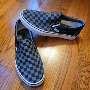 Vans Checkerboard Slip-On Black Gray Unisex - Men’s US 8.5 / Women’s US 10